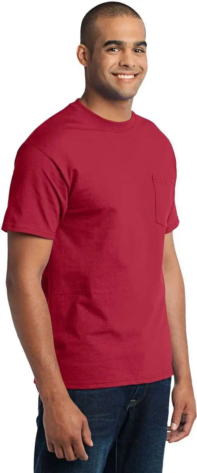 Port &amp; Company Pc55p Core Blend Pocket Tee Red
