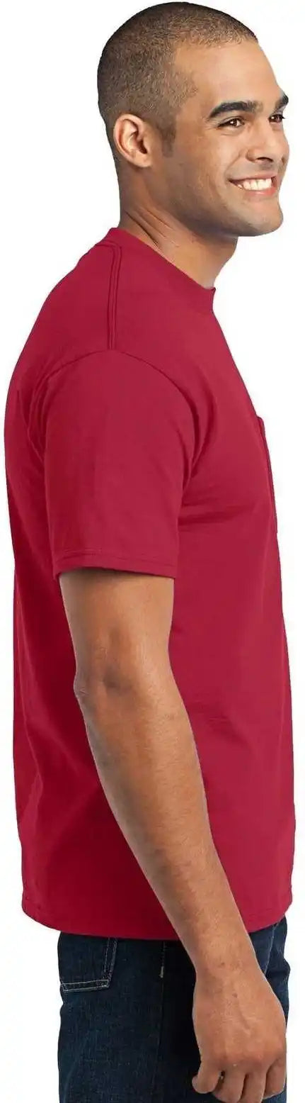 Port &amp; Company Pc55p Core Blend Pocket Tee Red