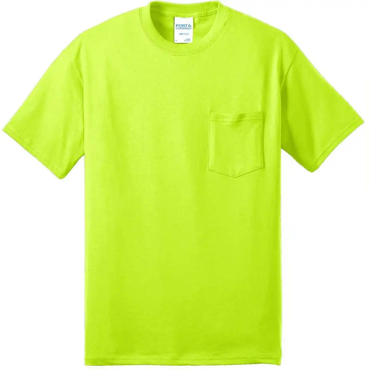 Port & Company Pc55p Core Blend Pocket Tee Safety Green