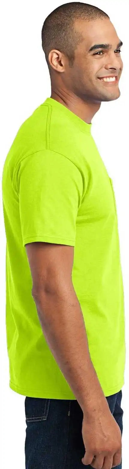 Port & Company Pc55p Core Blend Pocket Tee Safety Green