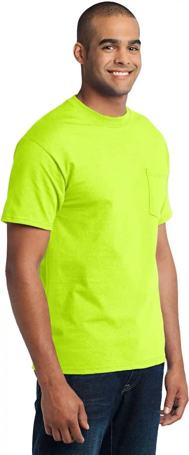 Port & Company Pc55p Core Blend Pocket Tee Safety Green