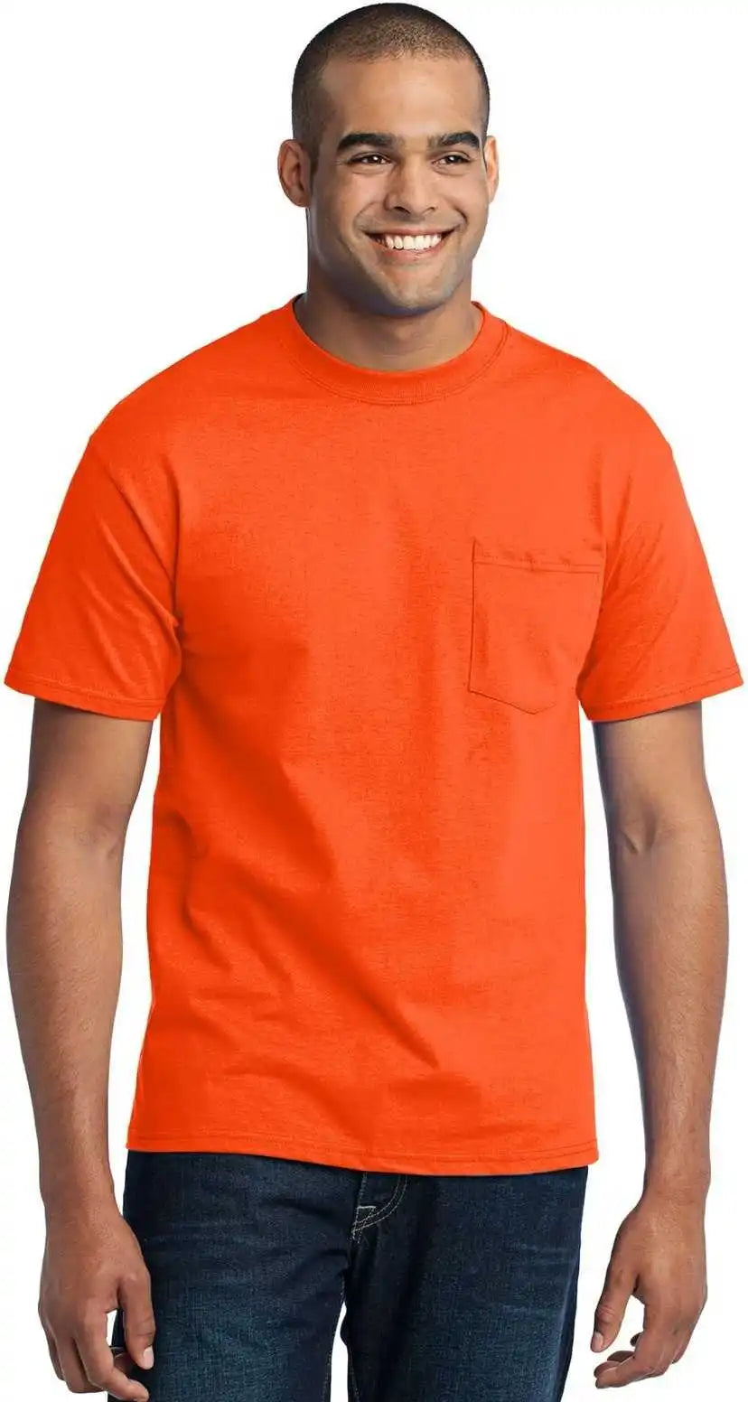 Port & Company Pc55p Core Blend Pocket Tee Safety Orange