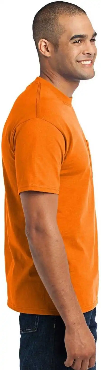Port & Company Pc55p Core Blend Pocket Tee Safety Orange