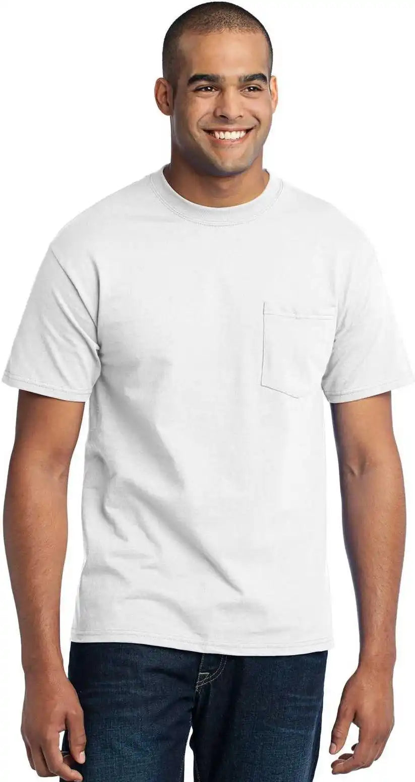 Port & Company Pc55p Core Blend Pocket Tee White