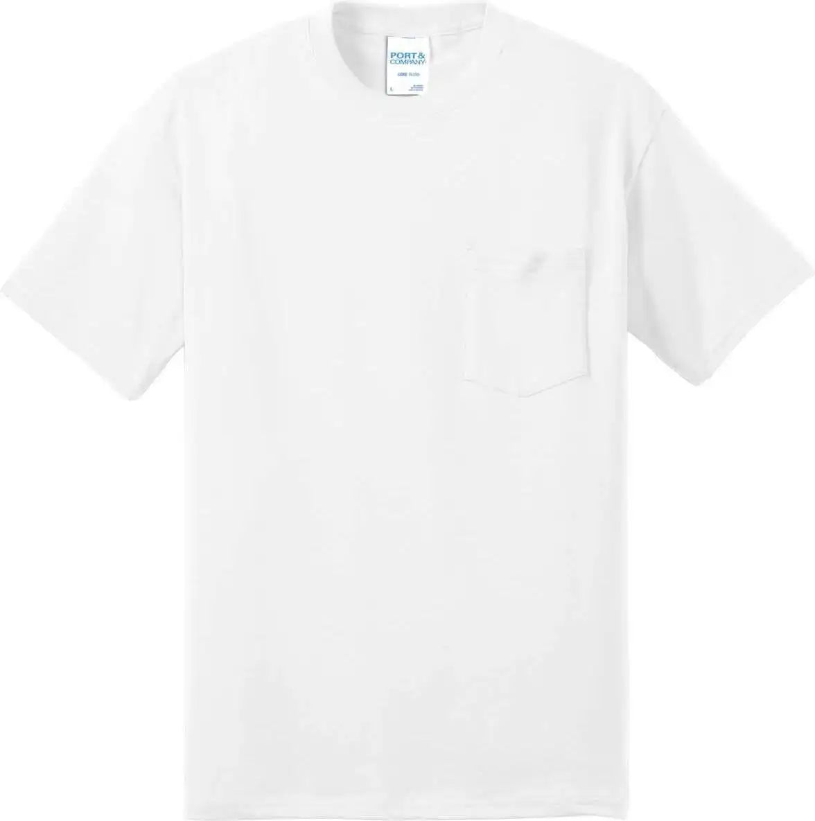 Port &amp; Company Pc55p Core Blend Pocket Tee White