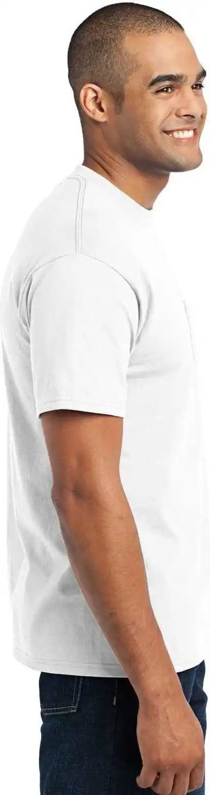 Port &amp; Company Pc55p Core Blend Pocket Tee White
