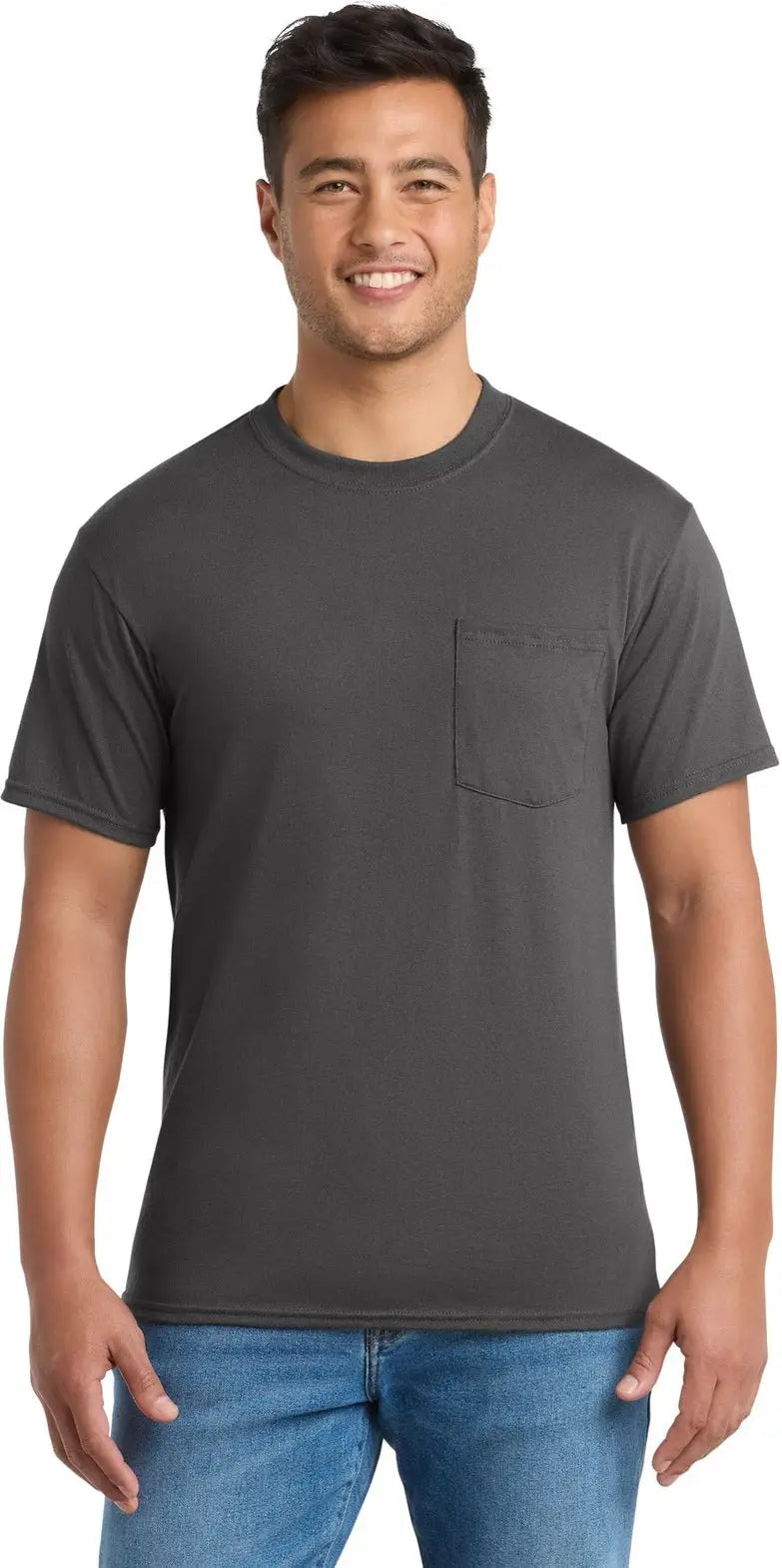 Port & Company Pc55pt co Tall Core Blend Pocket Tee - Charcoal - Adult l