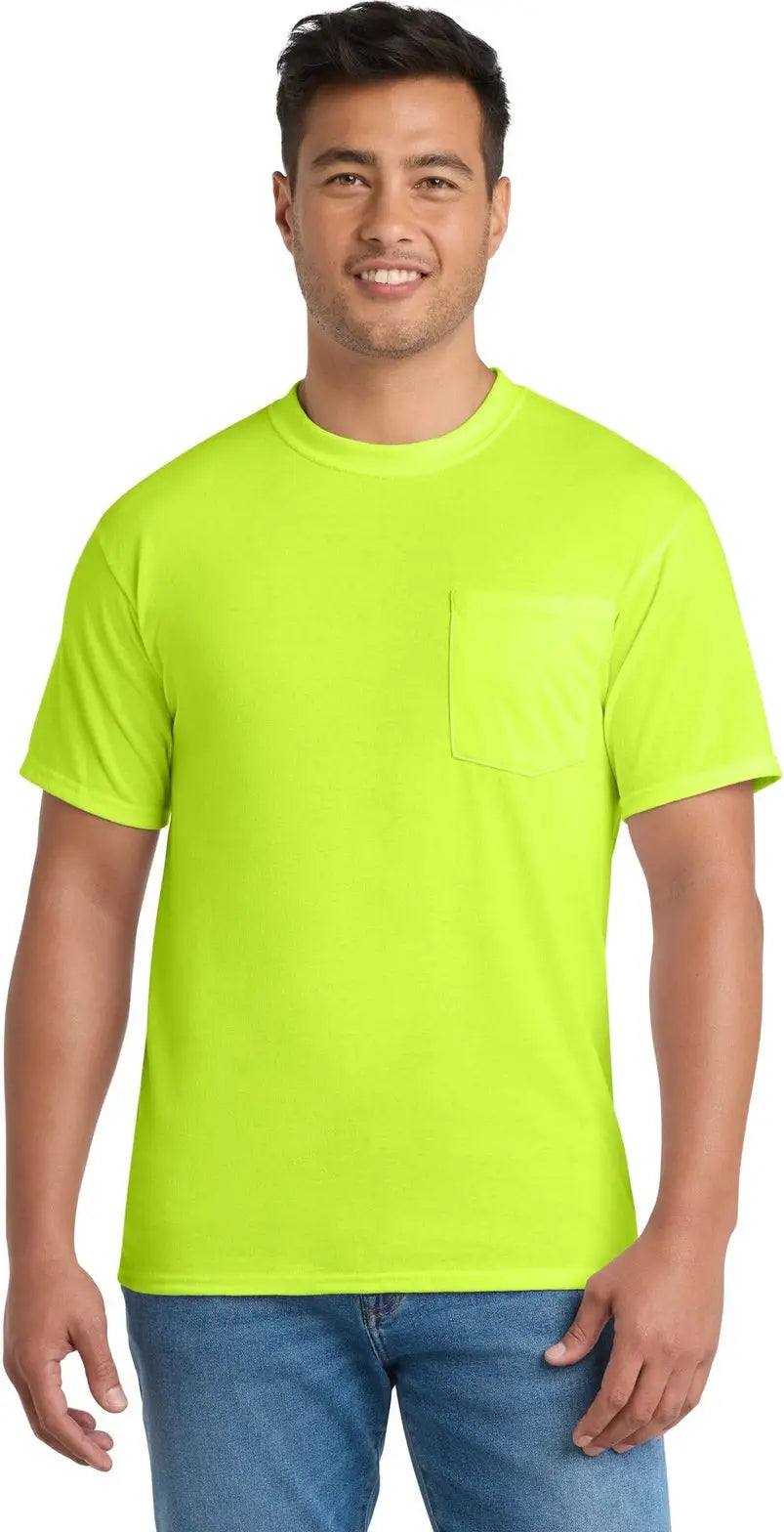Port & Company Pc55pt co Tall Core Blend Pocket Tee - Safety Green