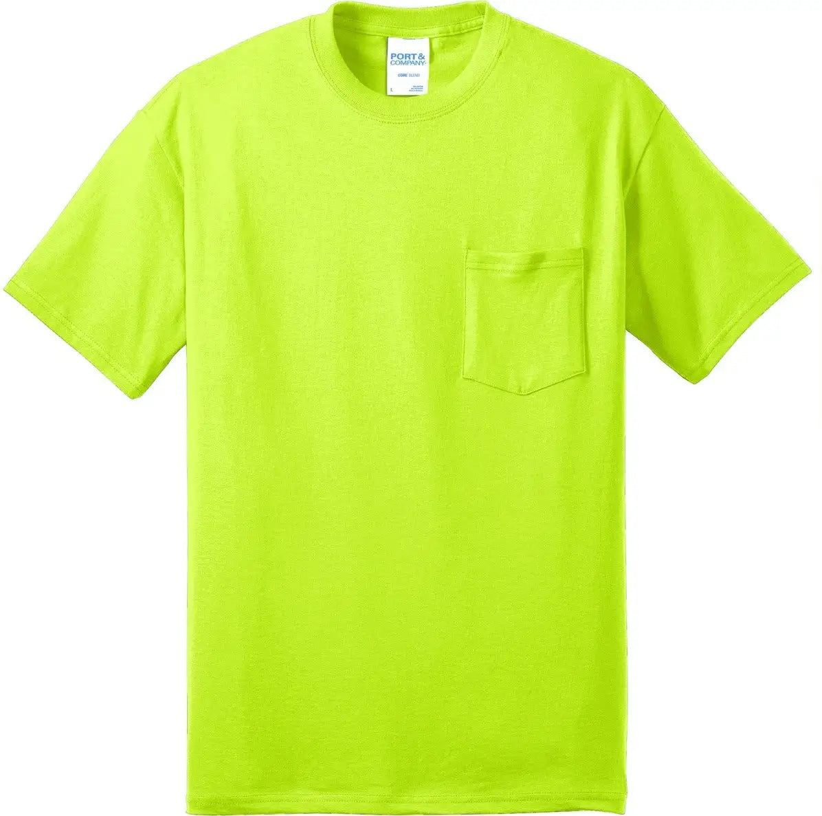 Port & Company Pc55pt co Tall Core Blend Pocket Tee - Safety Green