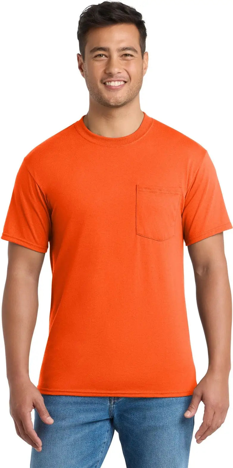 Port & Company Pc55pt co Tall Core Blend Pocket Tee - Safety Orange