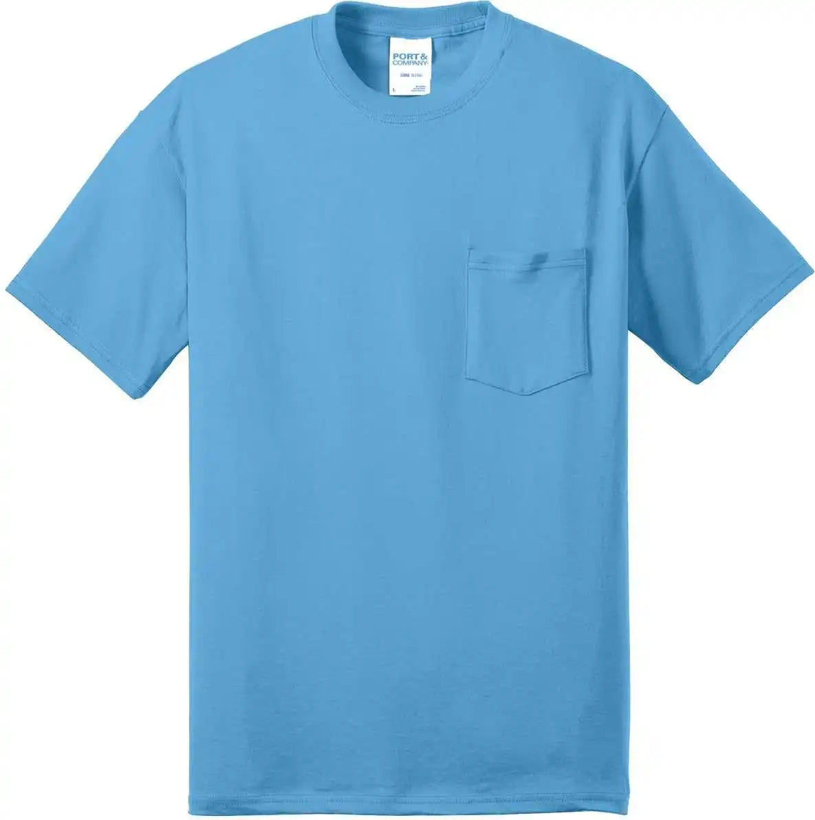Port &amp; Company Pc55pt Tall Core Blend Pocket Tee Aquatic Blue