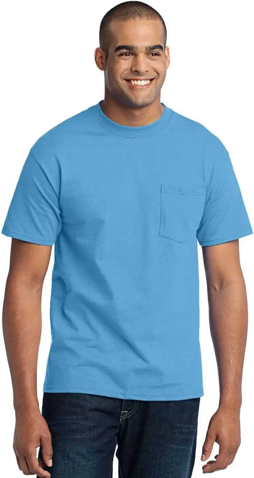 Port &amp; Company Pc55pt Tall Core Blend Pocket Tee Aquatic Blue