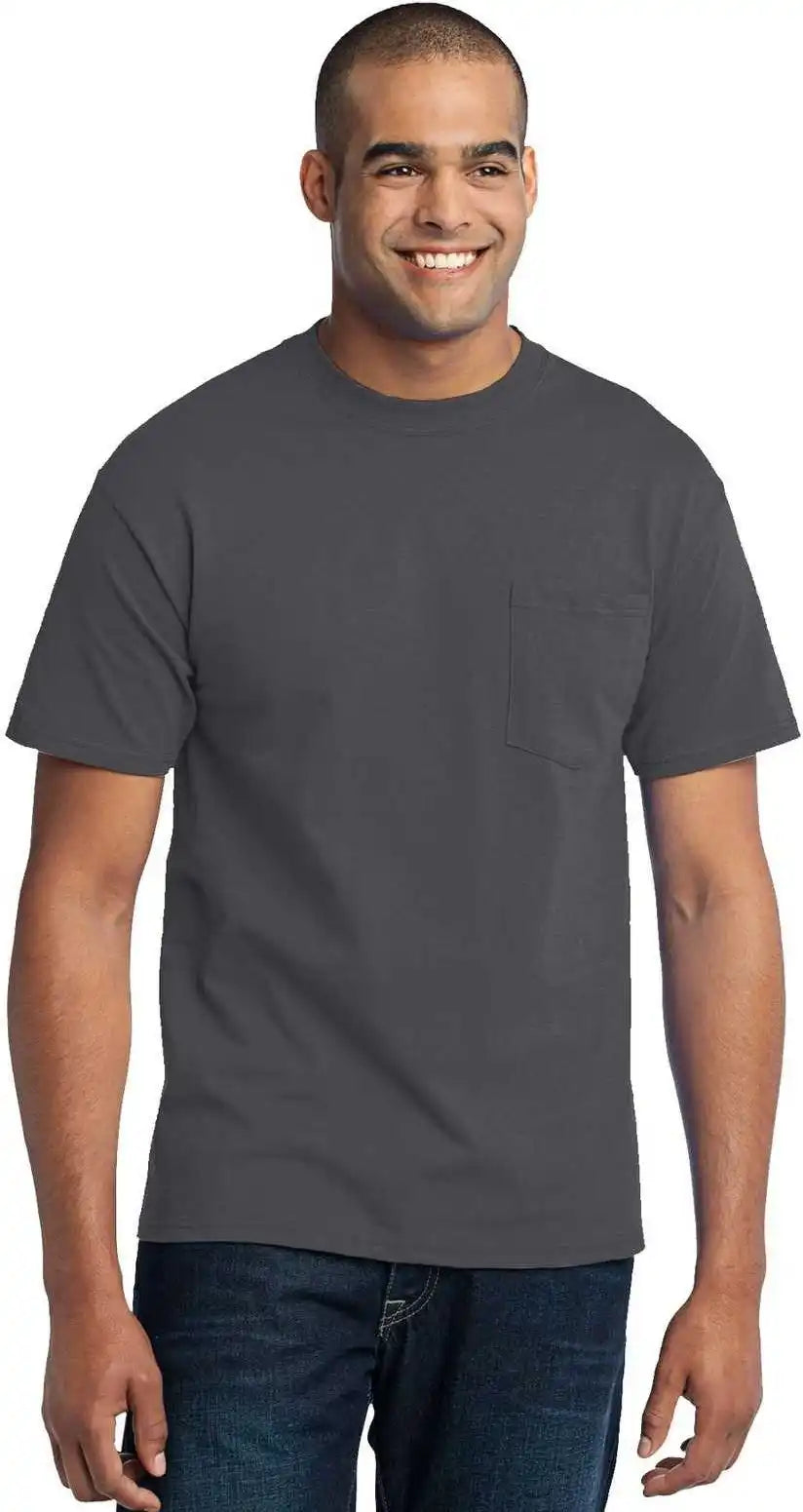 Port & Company Pc55pt Tall Core Blend Pocket Tee Charcoal