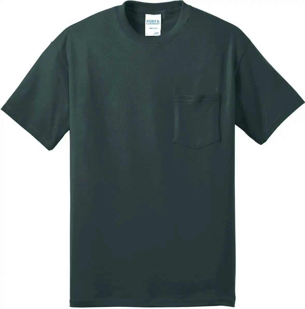 Port &amp; Company Pc55pt Tall Core Blend Pocket Tee Dark Green