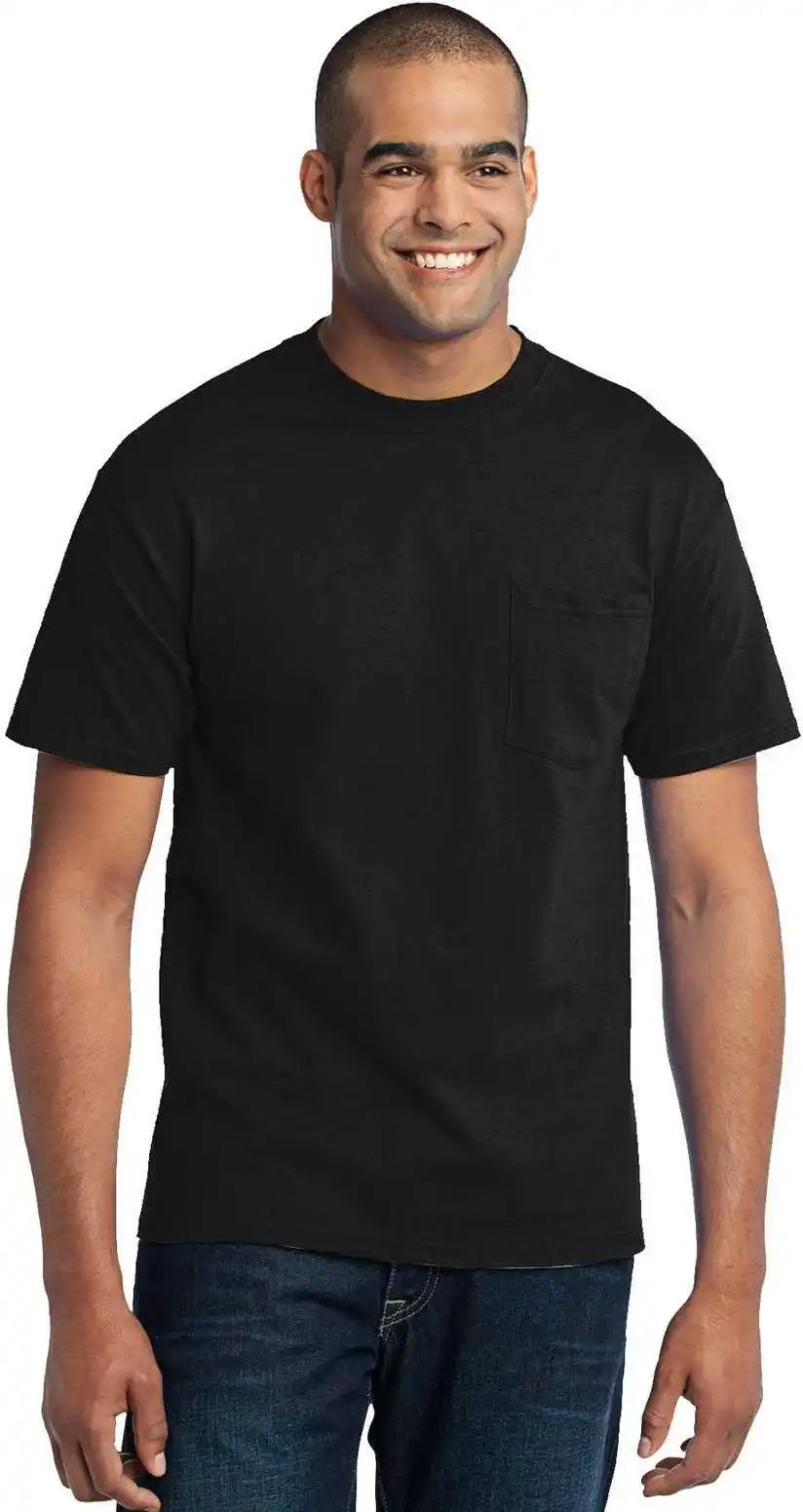 Port &amp; Company Pc55pt Tall Core Blend Pocket Tee Jet Black