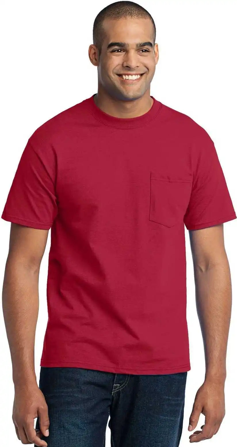 Port & Company Pc55pt Tall Core Blend Pocket Tee Red