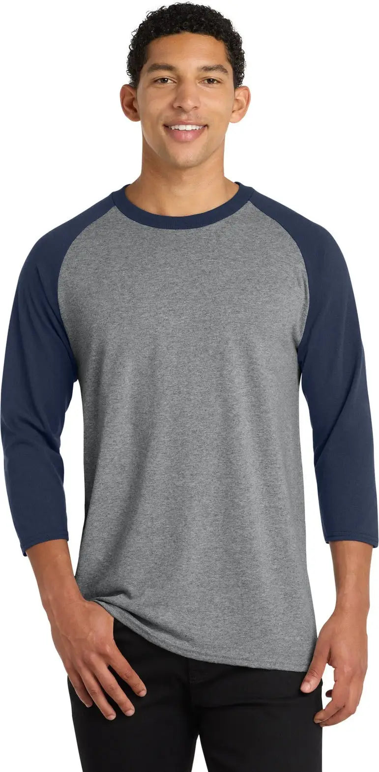 Port & Company Pc55rs co Core Blend 3/4-sleeve Raglan Tee - Athletic Heather Navy