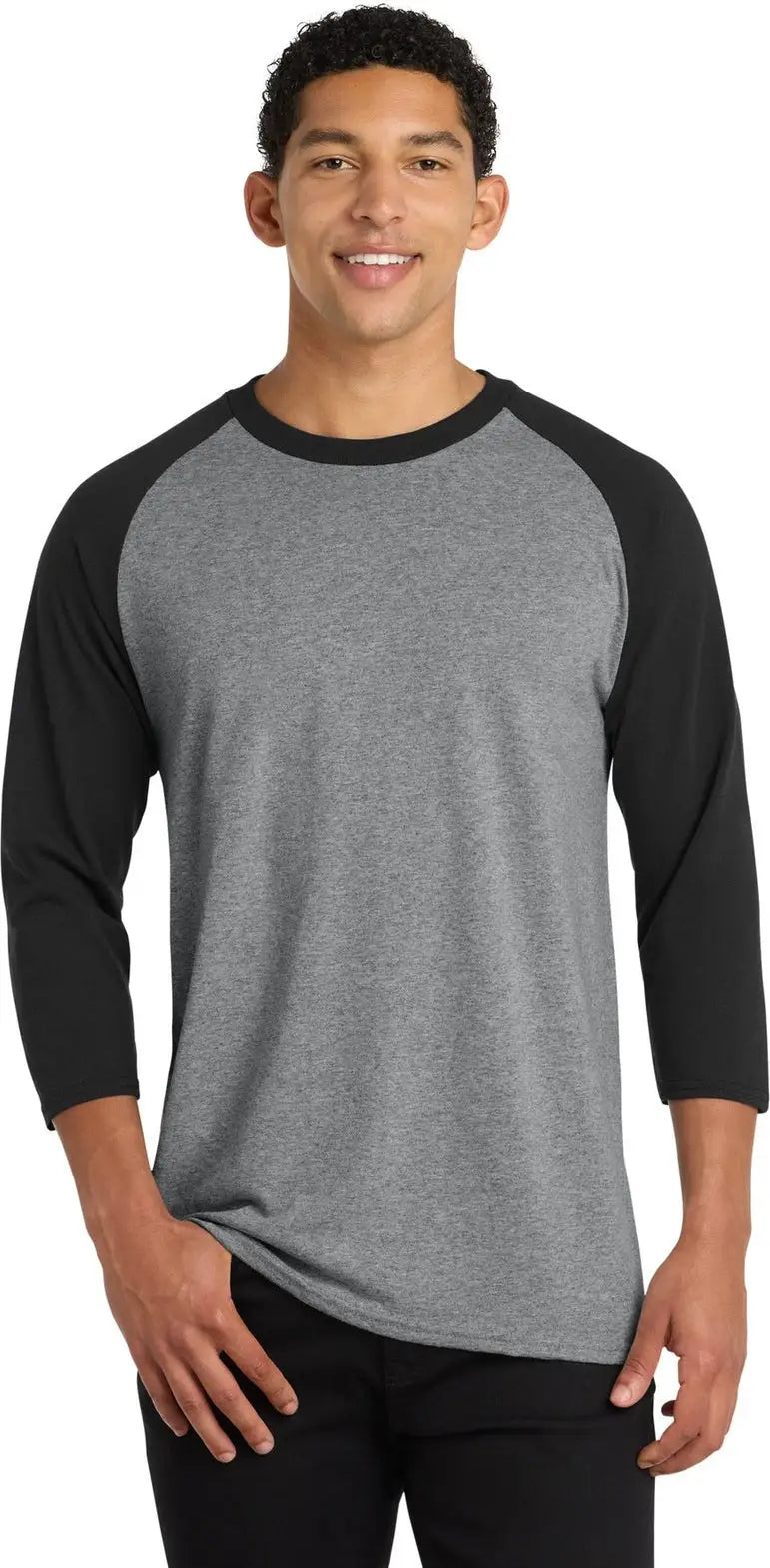 Port & Company Pc55rs co Core Blend 3/4-sleeve Raglan Tee - Athletic Heather Jet Black