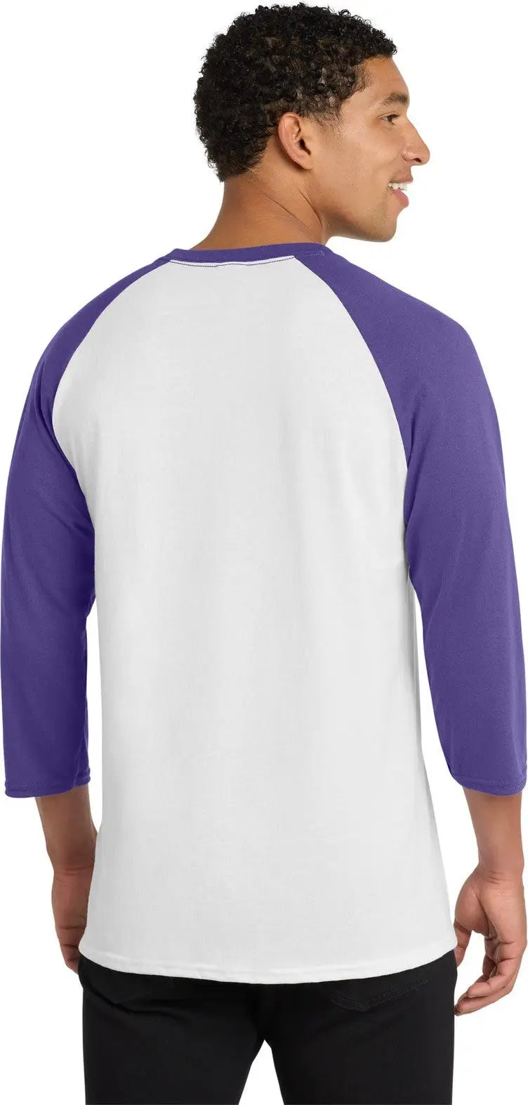 Port & Company Pc55rs co Core Blend 3/4-sleeve Raglan Tee - White Purple