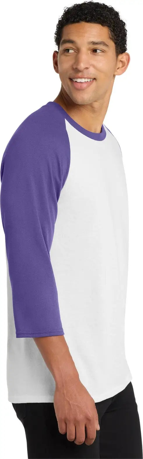 Port & Company Pc55rs co Core Blend 3/4-sleeve Raglan Tee - White Purple