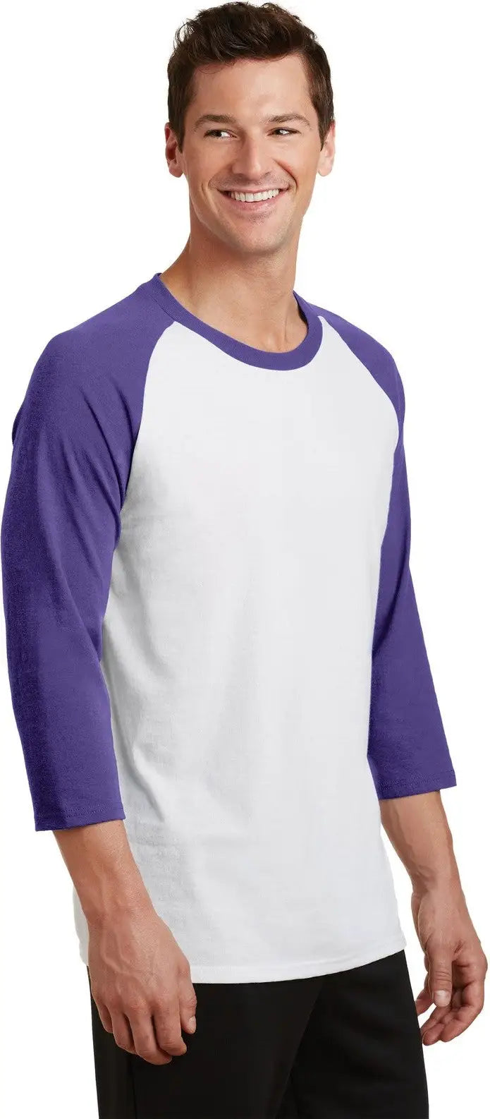 Port & Company Pc55rs co Core Blend 3/4-sleeve Raglan Tee - White Purple