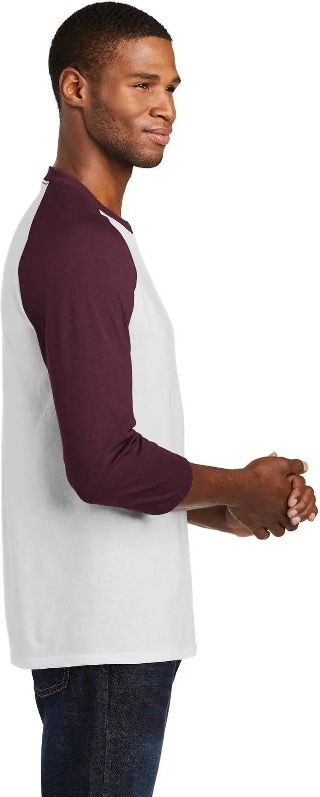 Port & Company Pc55rs co Core Blend 3/4-sleeve Raglan Tee - White Athletic Maroon