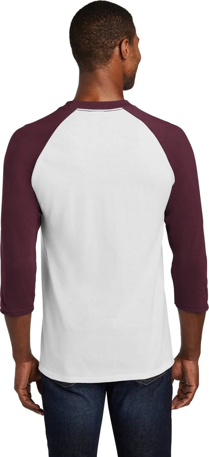 Port & Company Pc55rs co Core Blend 3/4-sleeve Raglan Tee - White Athletic Maroon