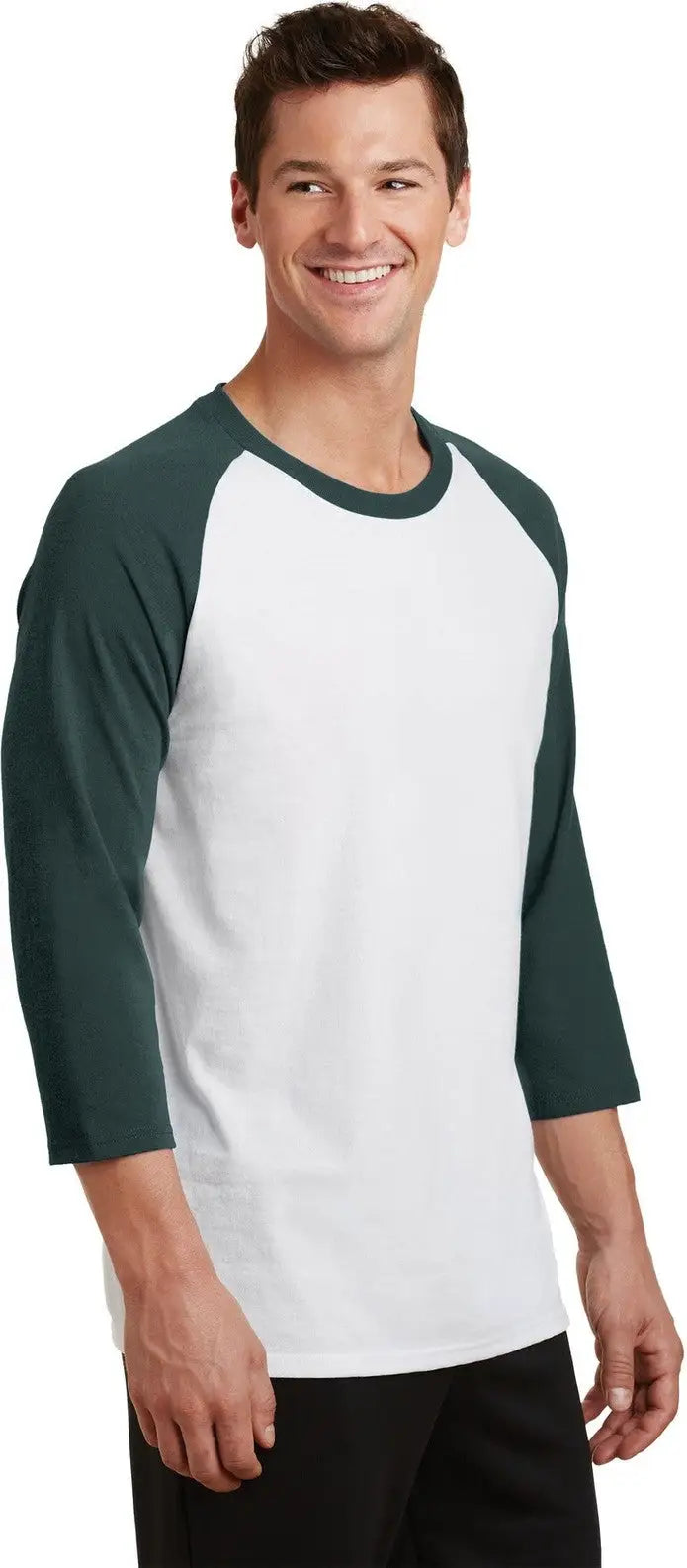 Port & Company Pc55rs co Core Blend 3/4-sleeve Raglan Tee - White Dark Green