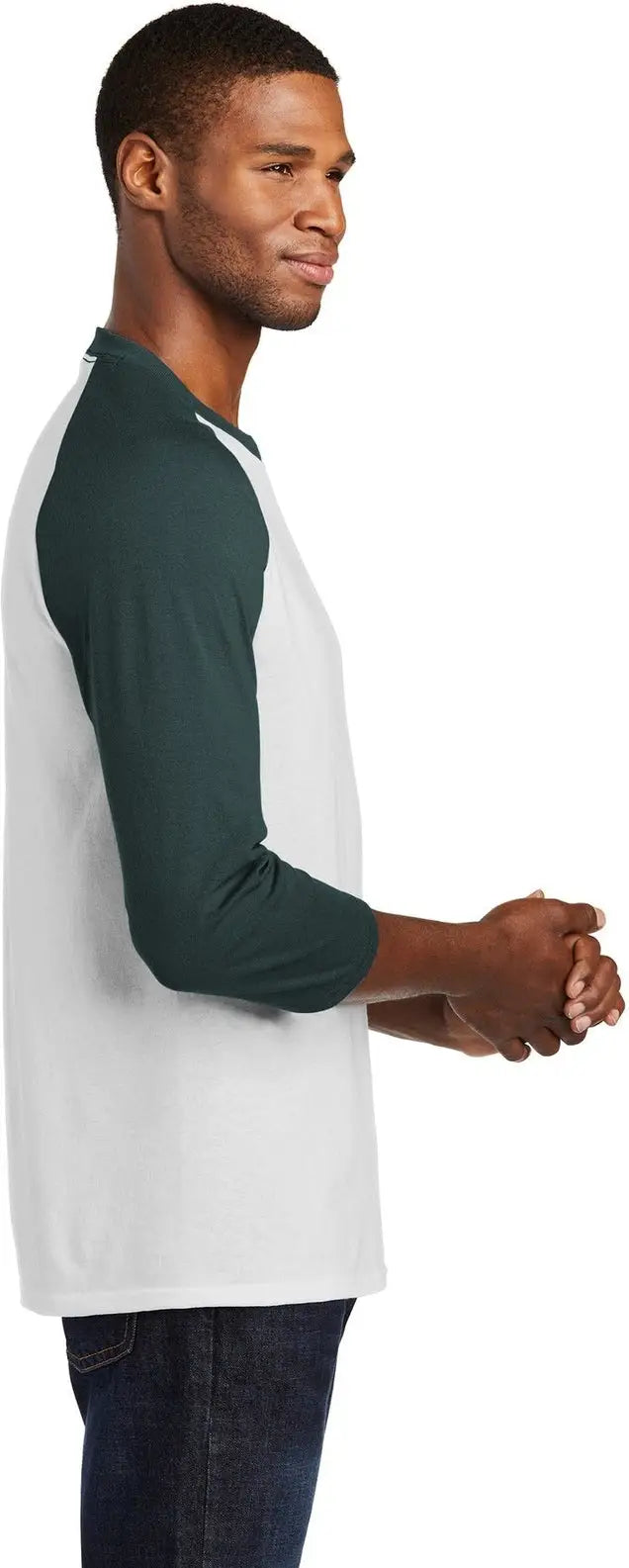 Port & Company Pc55rs co Core Blend 3/4-sleeve Raglan Tee - White Dark Green