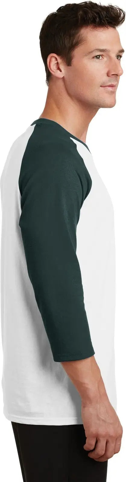 Port & Company Pc55rs co Core Blend 3/4-sleeve Raglan Tee - White Dark Green