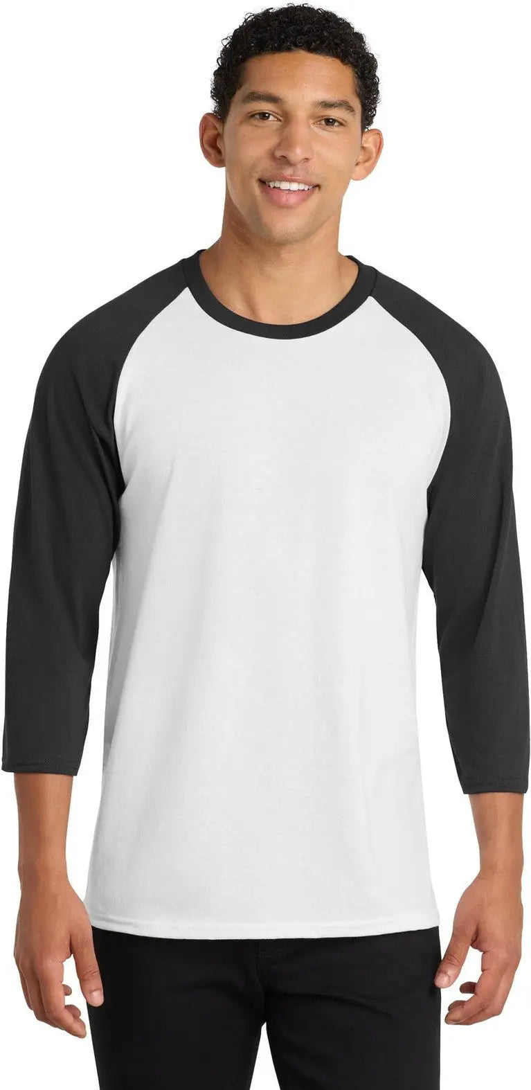 Port & Company Pc55rs co Core Blend 3/4-sleeve Raglan Tee - White Jet Black