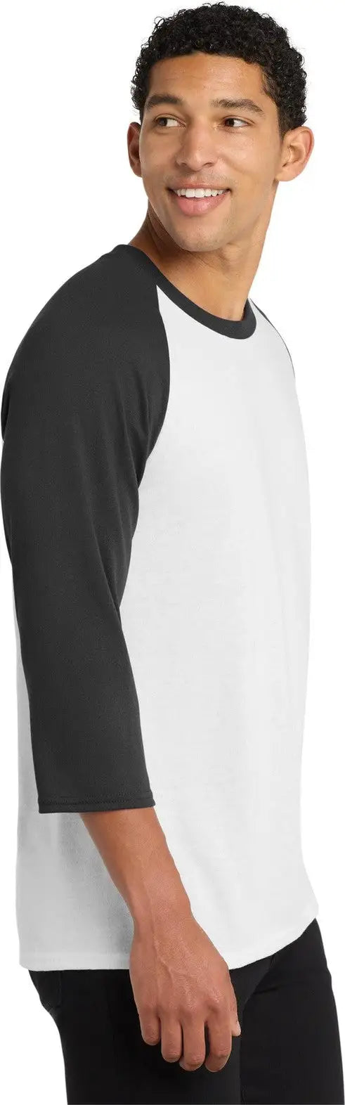 Port & Company Pc55rs co Core Blend 3/4-sleeve Raglan Tee - White Jet Black