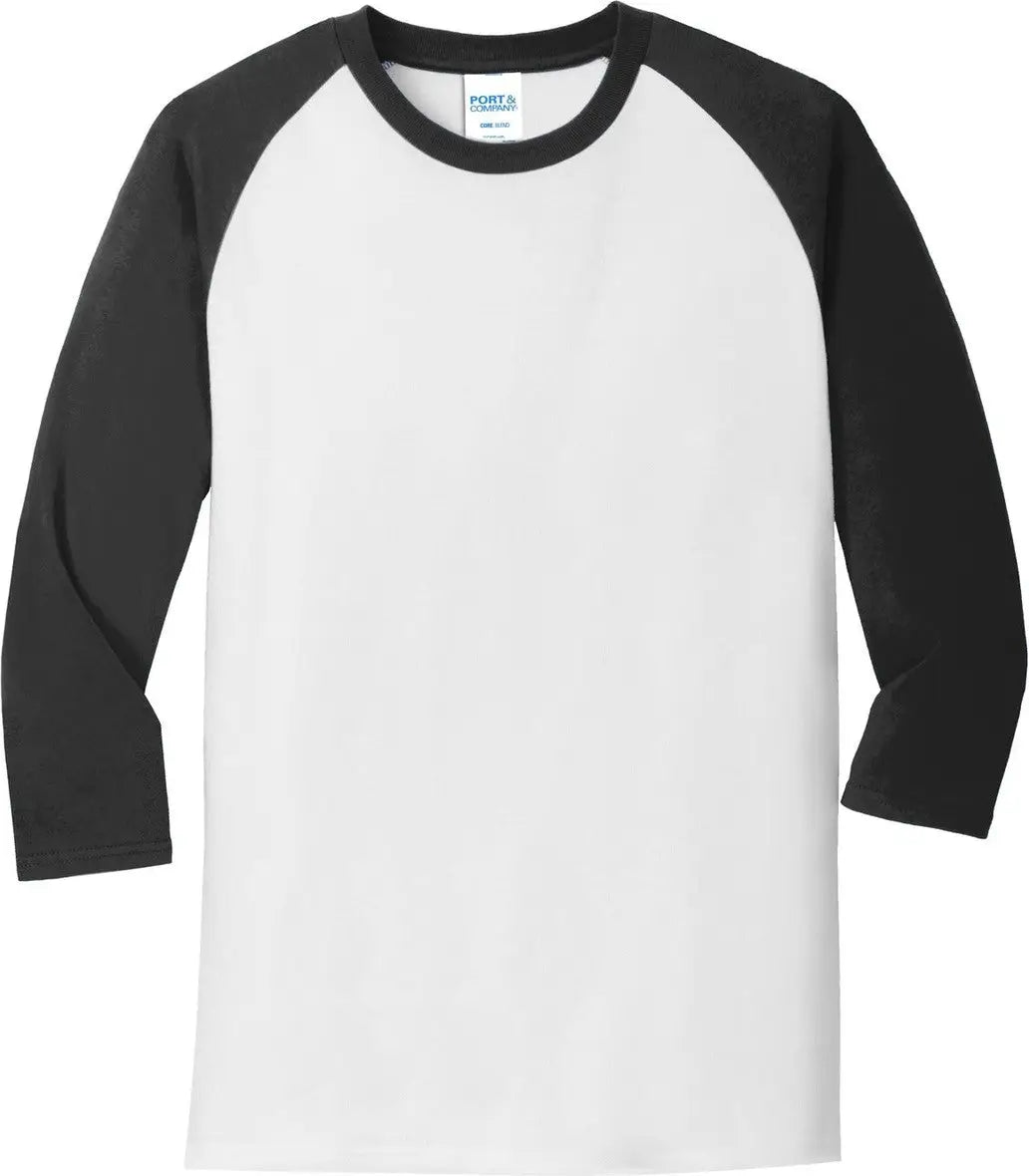 Port & Company Pc55rs co Core Blend 3/4-sleeve Raglan Tee - White Jet Black