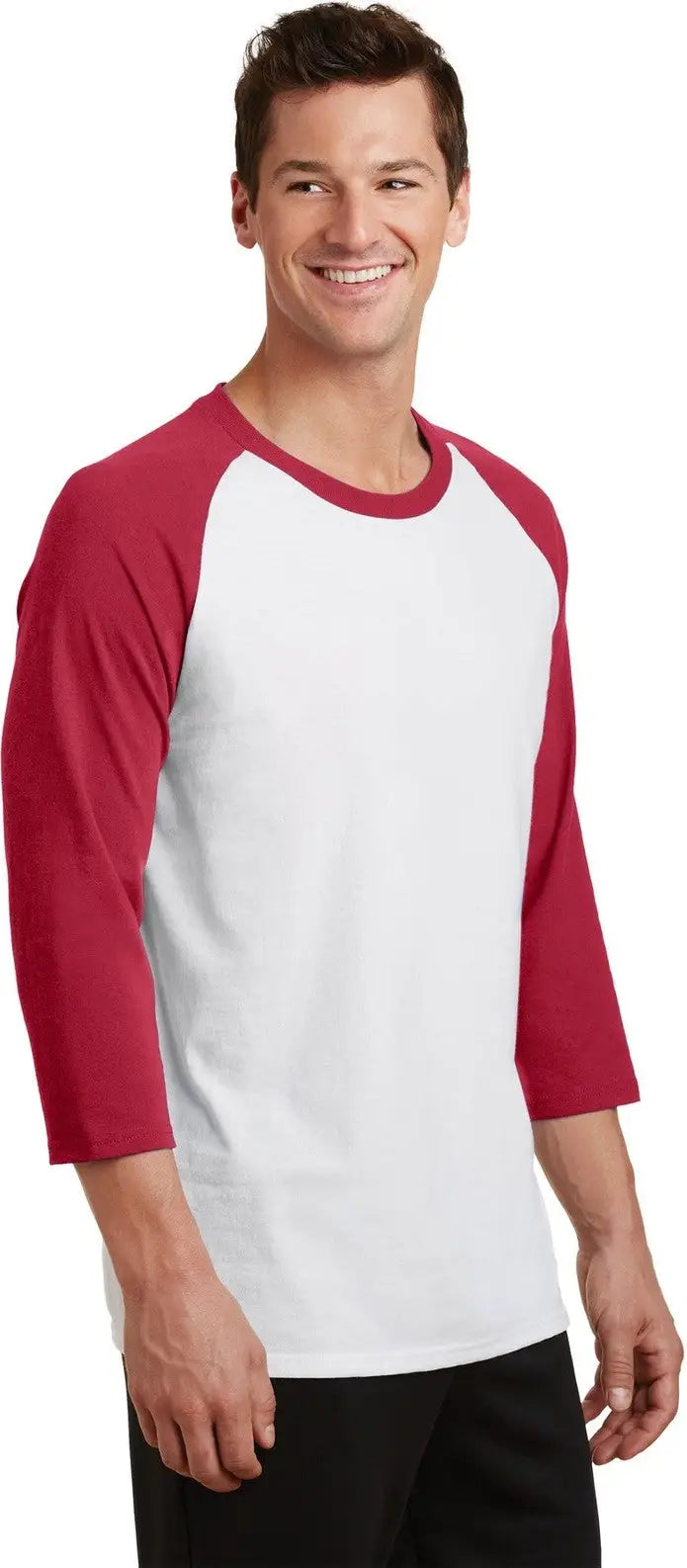 Port & Company Pc55rs co Core Blend 3/4-sleeve Raglan Tee - White Red