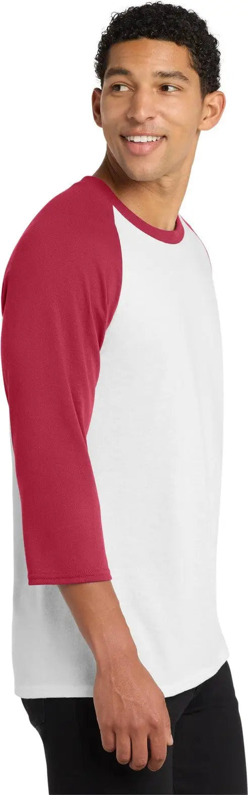 Port & Company Pc55rs co Core Blend 3/4-sleeve Raglan Tee - White Red