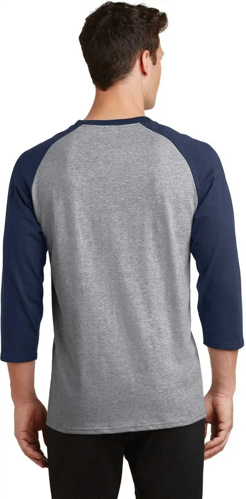 Port & Company Pc55rs Core Blend 3/4 Sleeve Raglan Tee Athletic Heather Navy