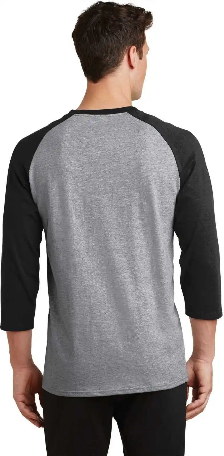 Port &amp; Company Pc55rs Core Blend 3/4 Sleeve Raglan Tee Athletic Heather Jet Black