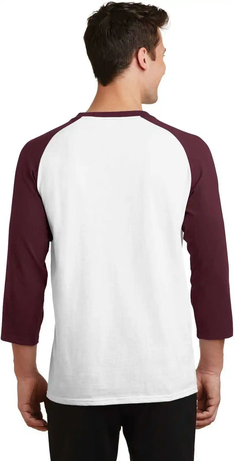 Port & Company Pc55rs Core Blend 3/4-sleeve Raglan Tee - White Athletic Maroon