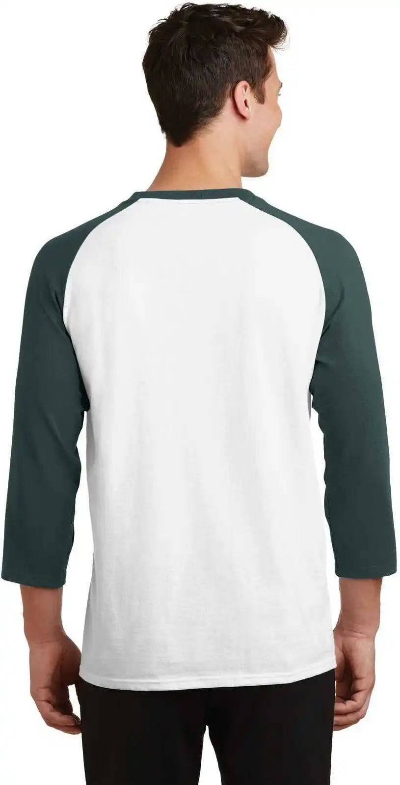 Port & Company Pc55rs Core Blend 3/4-sleeve Raglan Tee - White Dark Green