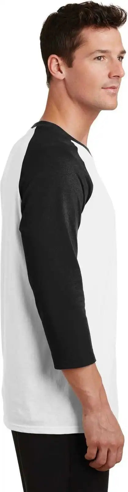 Port & Company Pc55rs Core Blend 3/4 Sleeve Raglan Tee White Jet Black