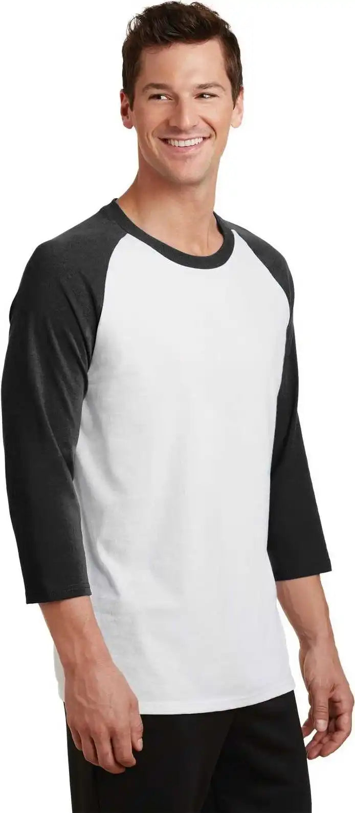 Port & Company Pc55rs Core Blend 3/4 Sleeve Raglan Tee White Jet Black