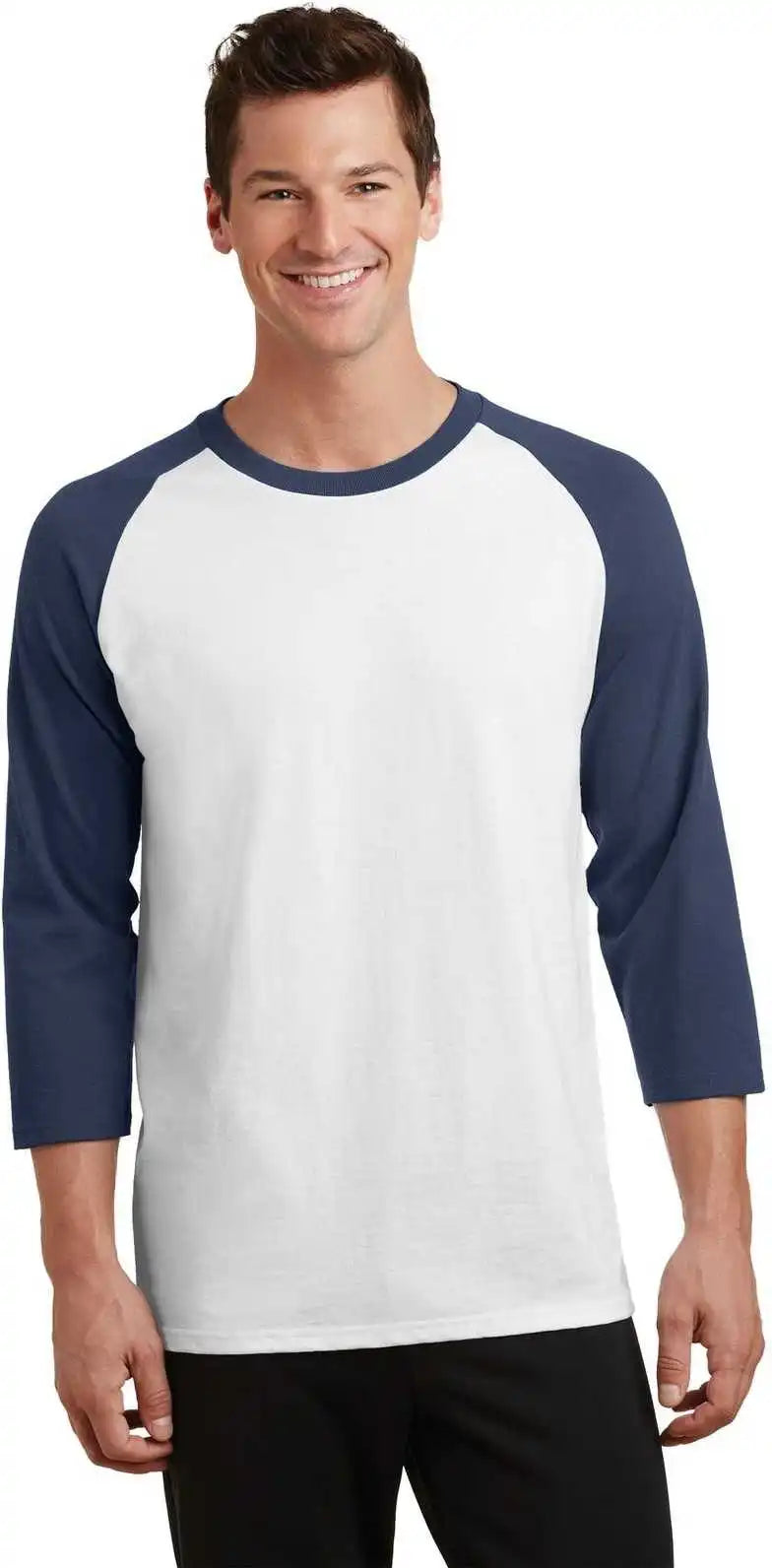 Port & Company Pc55rs Core Blend 3/4-sleeve Raglan Tee - White Navy