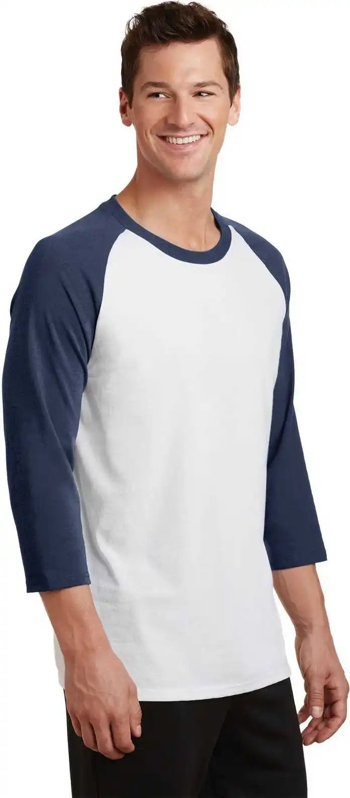 Port & Company Pc55rs Core Blend 3/4-sleeve Raglan Tee - White Navy