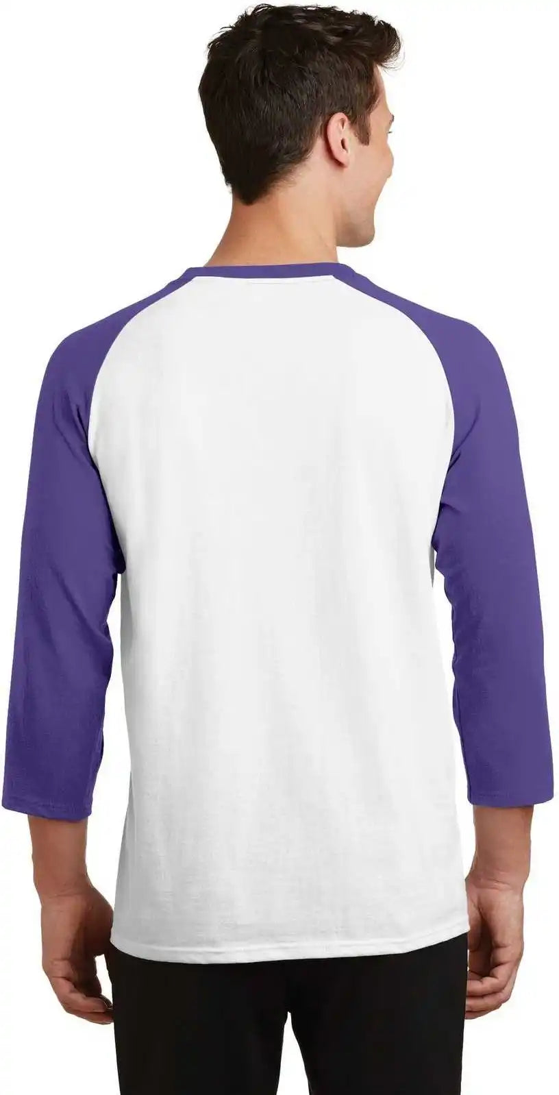 Port & Company Pc55rs Core Blend 3/4-sleeve Raglan Tee - White Purple
