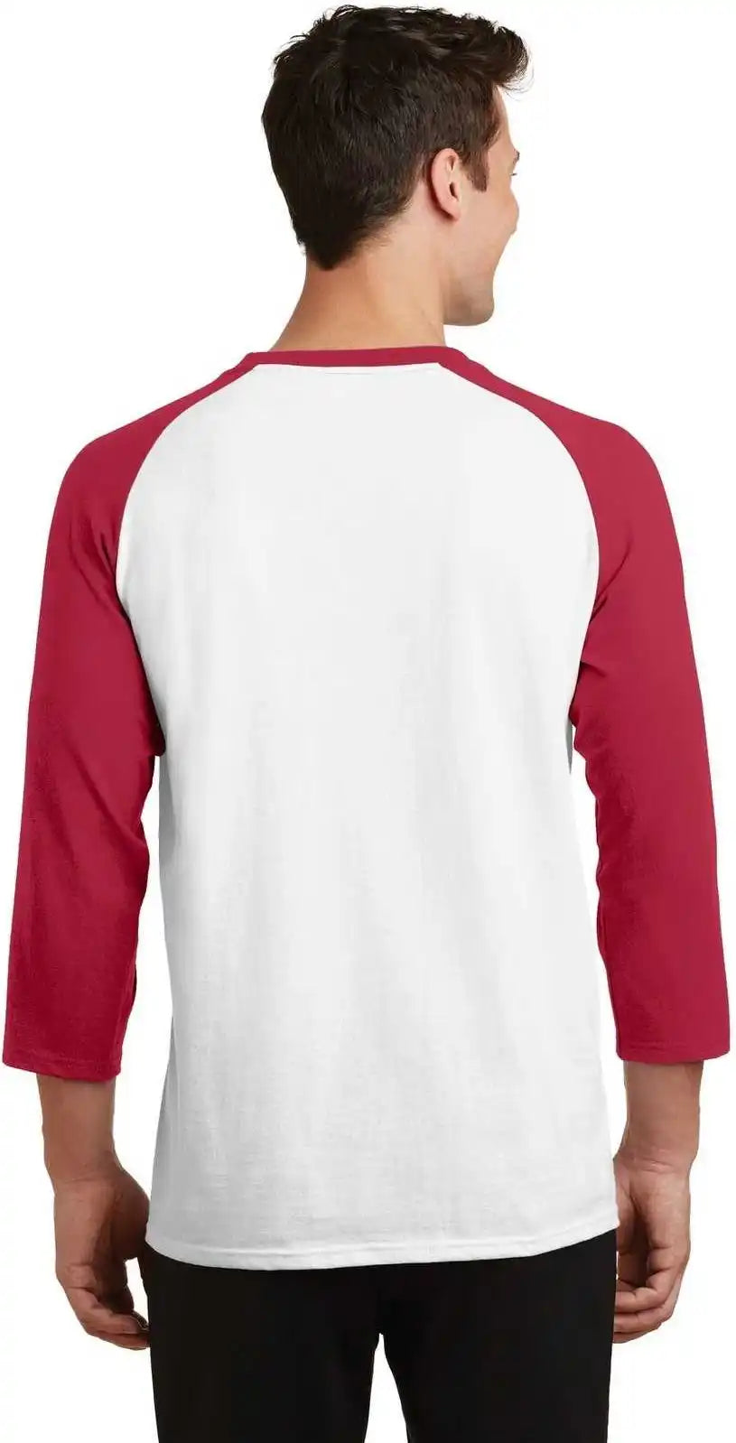 Port & Company Pc55rs Core Blend 3/4 Sleeve Raglan Tee White Red
