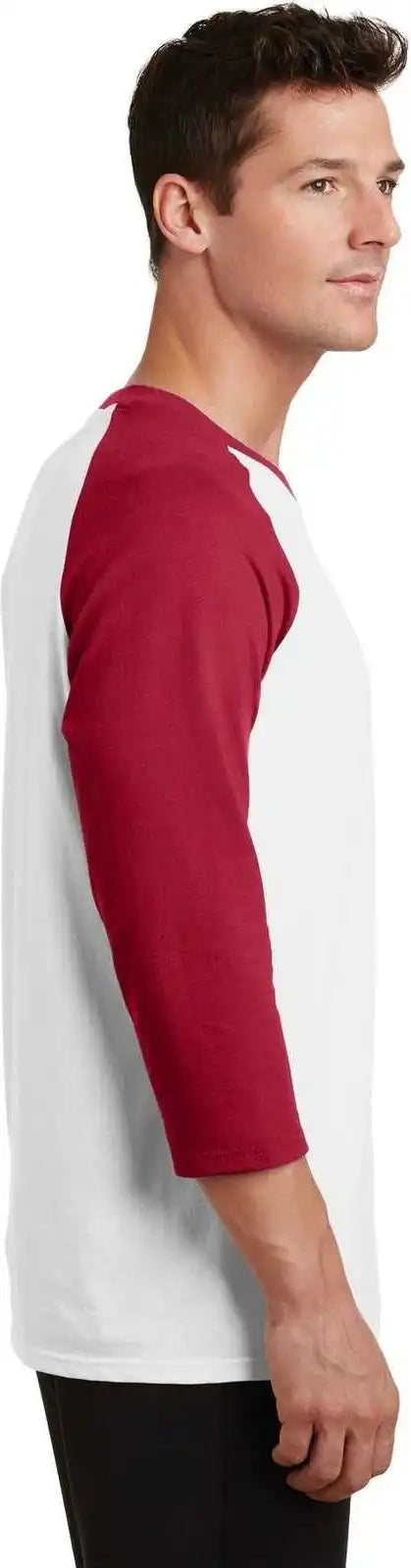 Port & Company Pc55rs Core Blend 3/4 Sleeve Raglan Tee White Red
