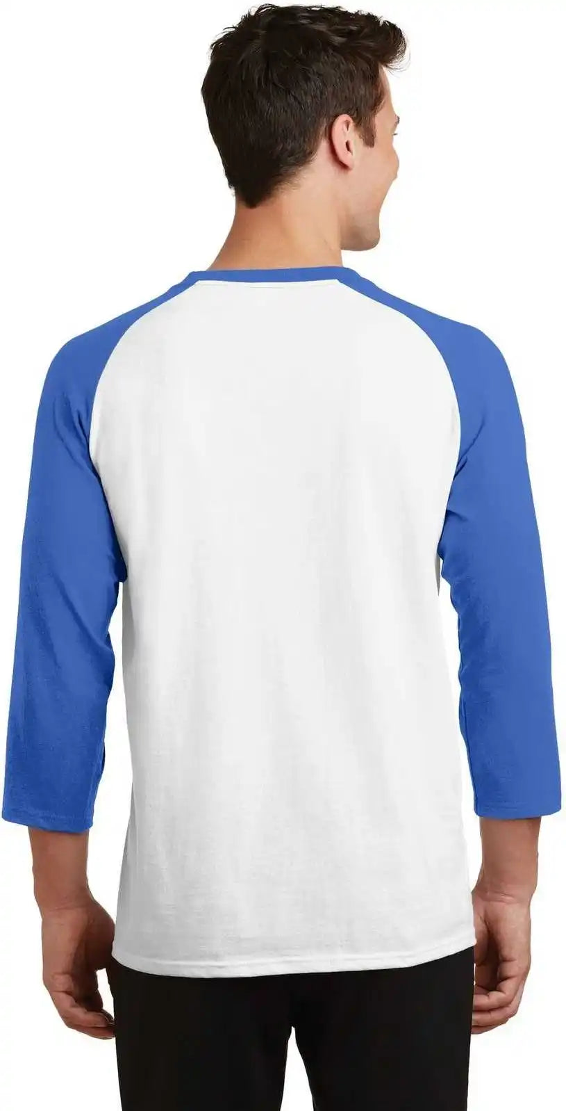 Port & Company Pc55rs Core Blend 3/4 Sleeve Raglan Tee White Royal