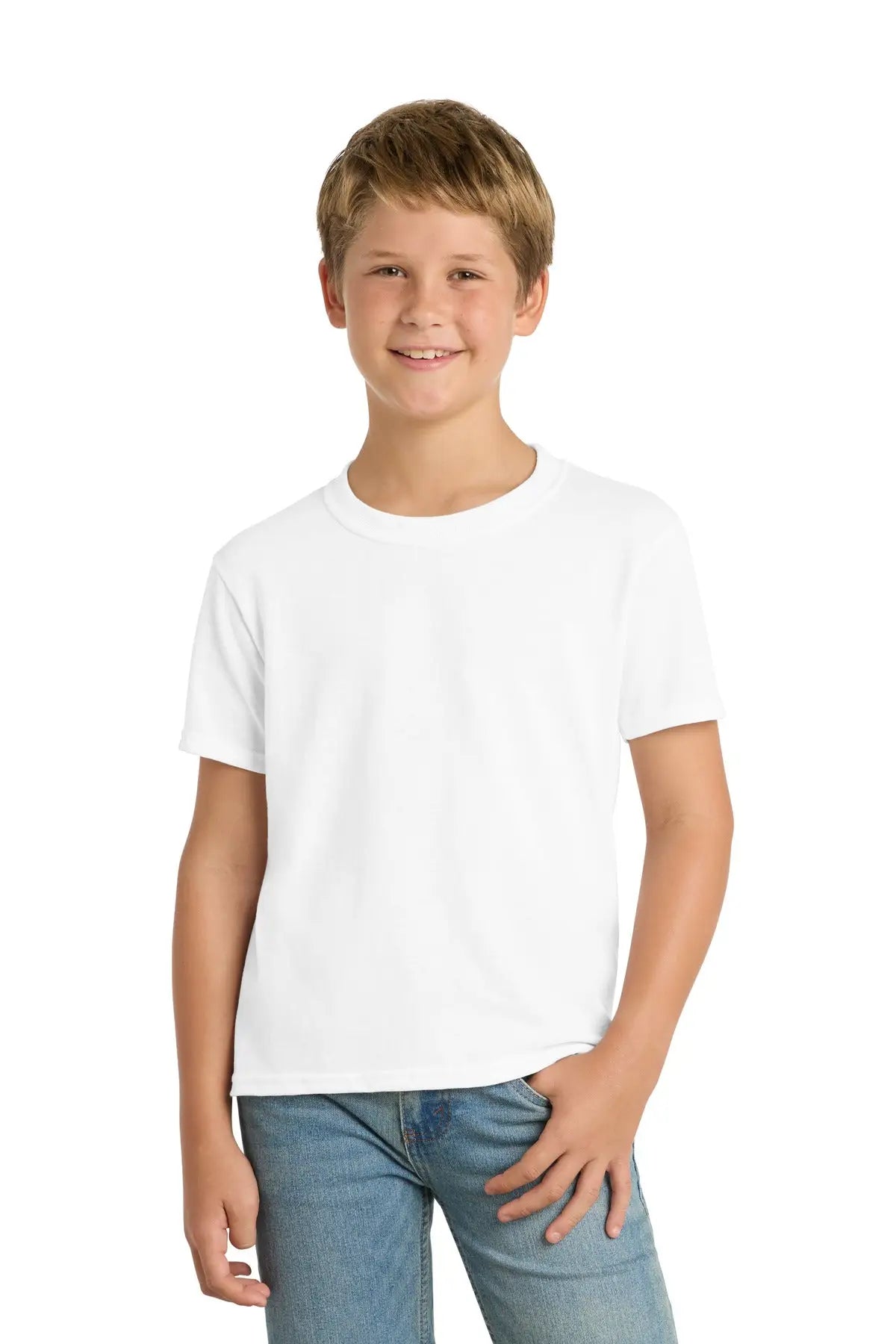 Port & Company Pc55y co Youth Core Blend Tee - White