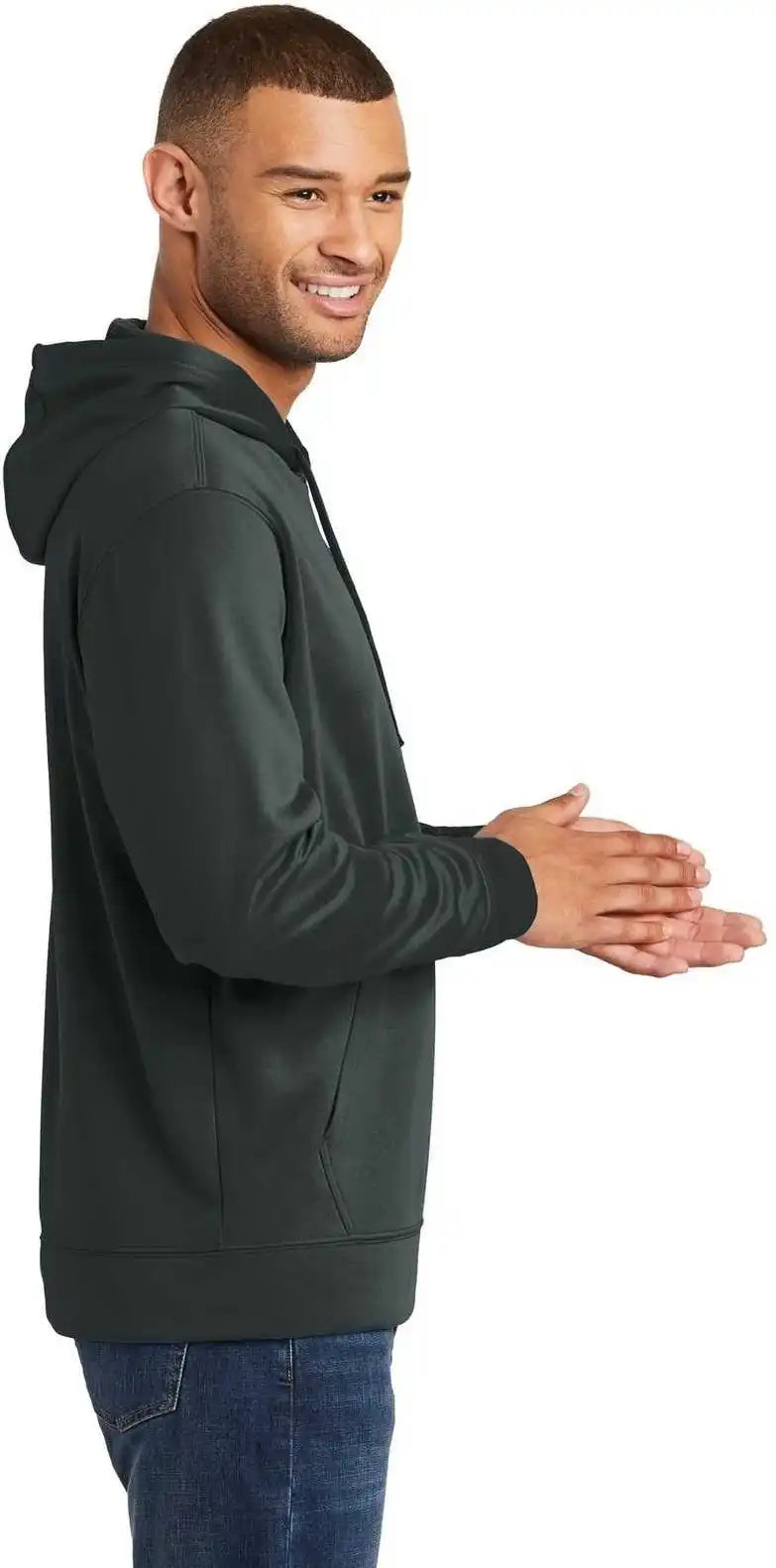 Port &amp; Company Pc590h Performance Fleece Pullover Hooded Sweatshirt Jet Black