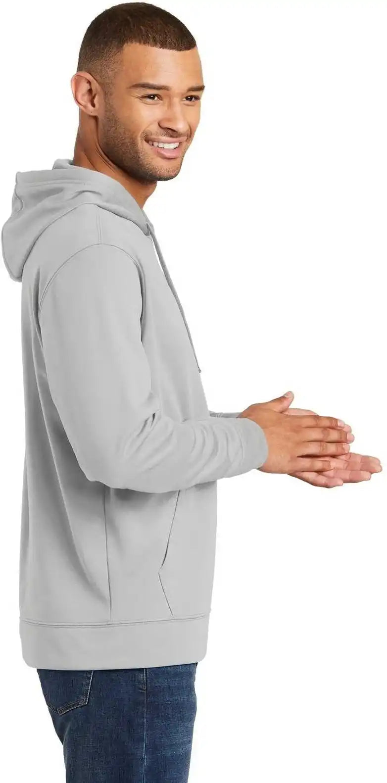 Port & Company Pc590h Performance Fleece Pullover Hooded Sweatshirt - Silver
